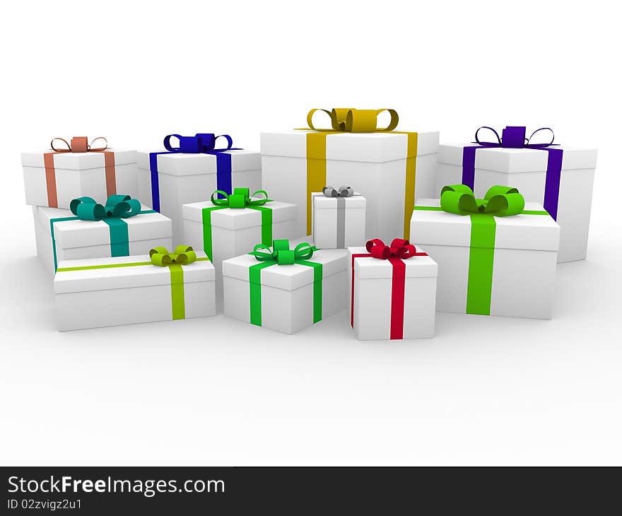 3d colorful white gift box