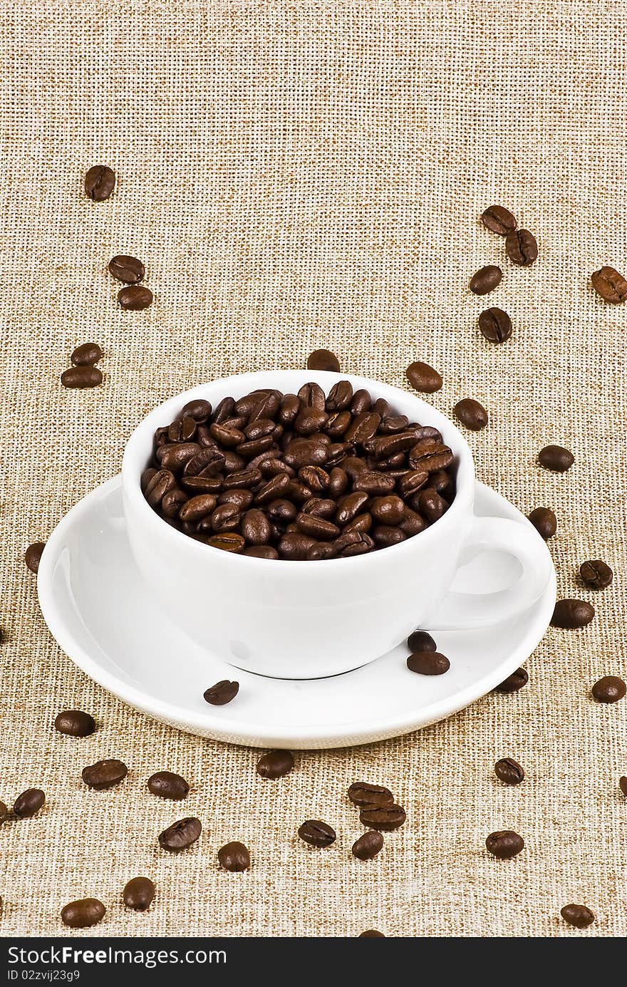 Cup of coffee beans