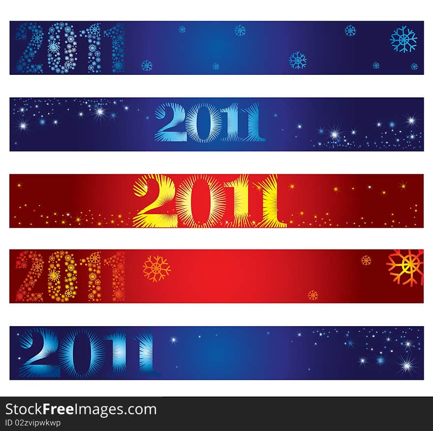 Christmas banners with stars  and  2011