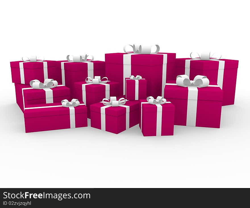 3d gift box christmas birthday red white. 3d gift box christmas birthday red white