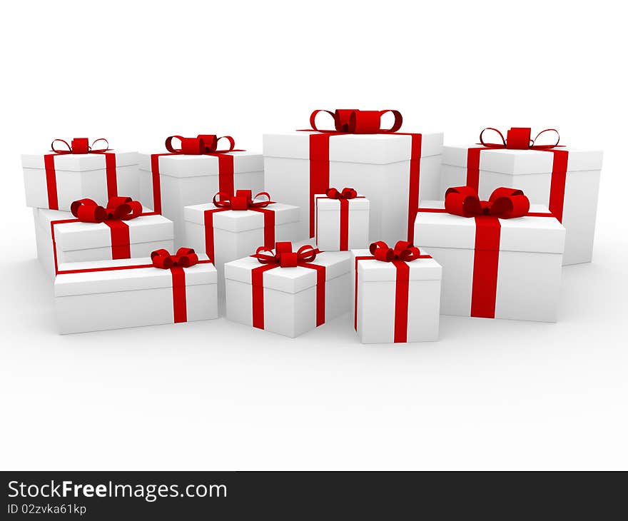 3d red white gift box