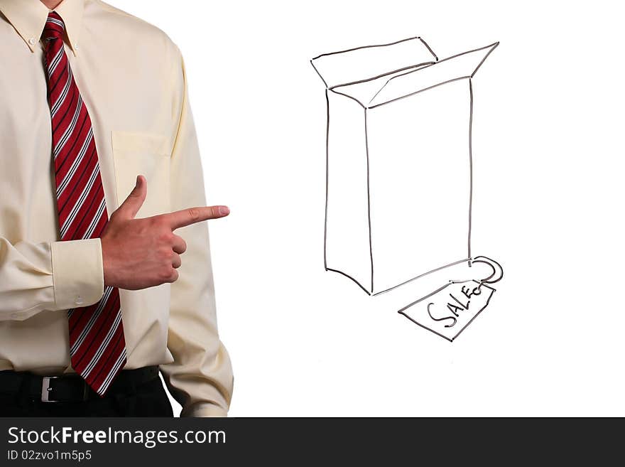 Man pointing at a box