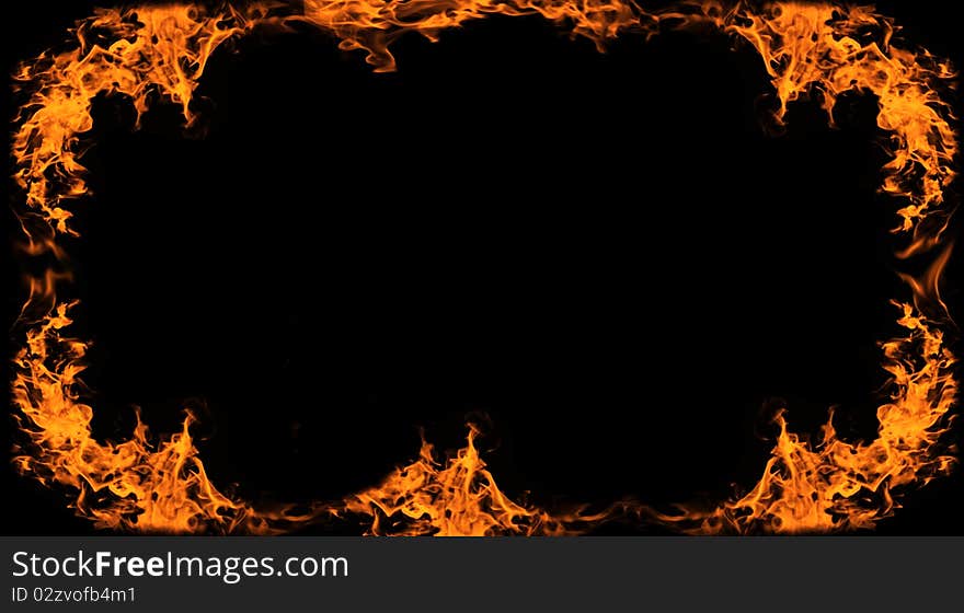 Framework illustration with flames and black background