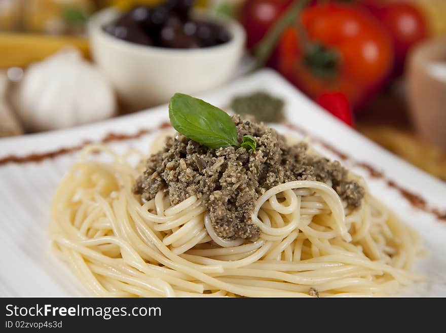 Delicious Italian Pasta With Pumpkin Pesto On Top