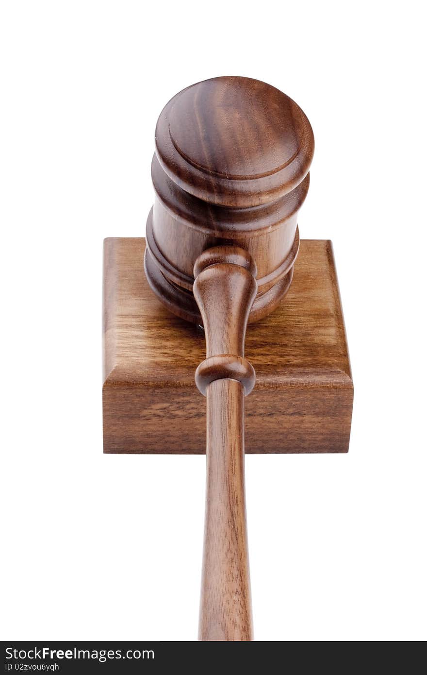 Wooden hammer used in court and in auctions.