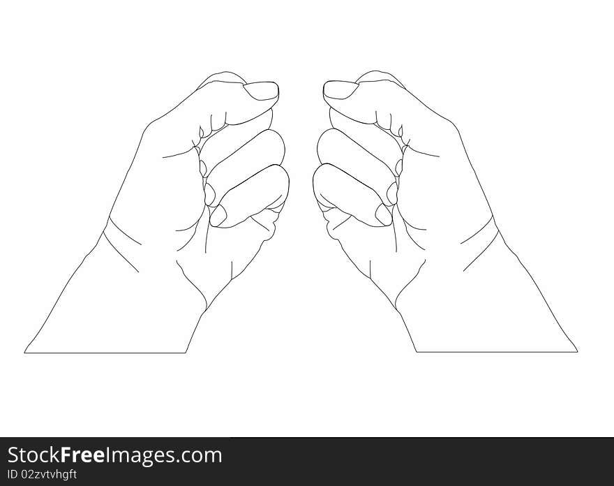 Two clenched fists, black outline on a white background