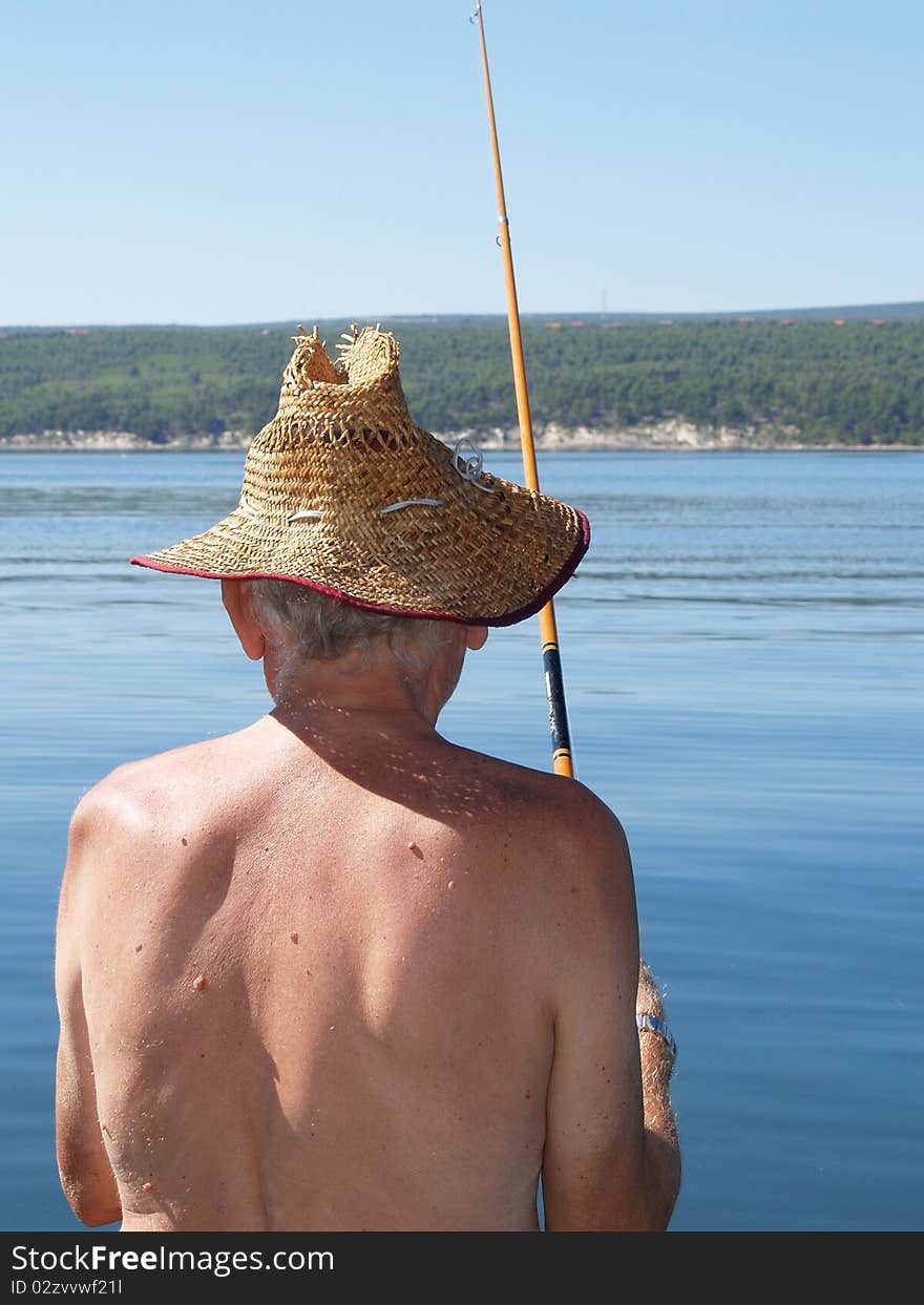 Man fishing in the sea. Man fishing in the sea