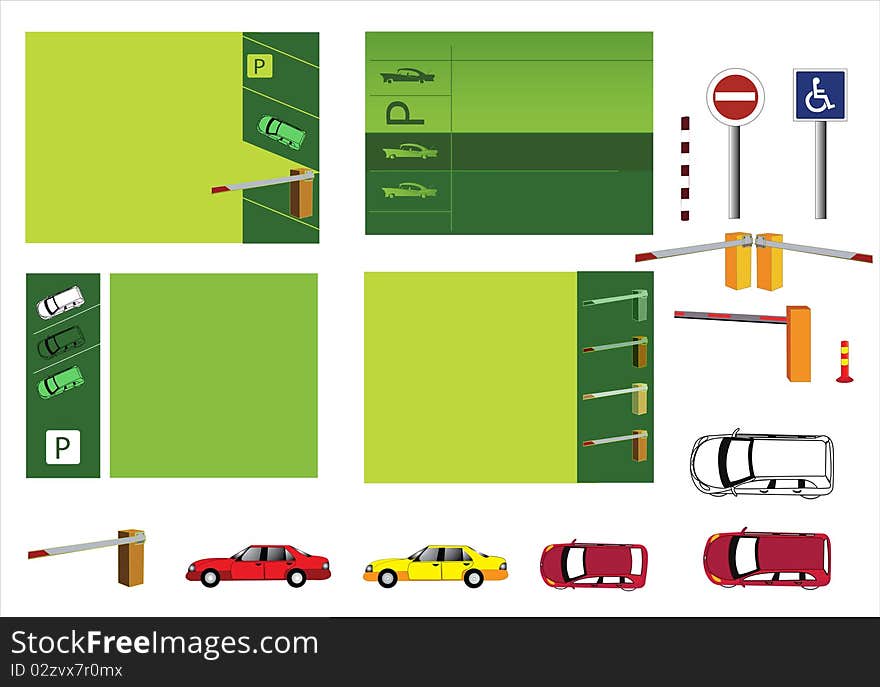 Parking cars road signs car parking, traffic barrier catalog