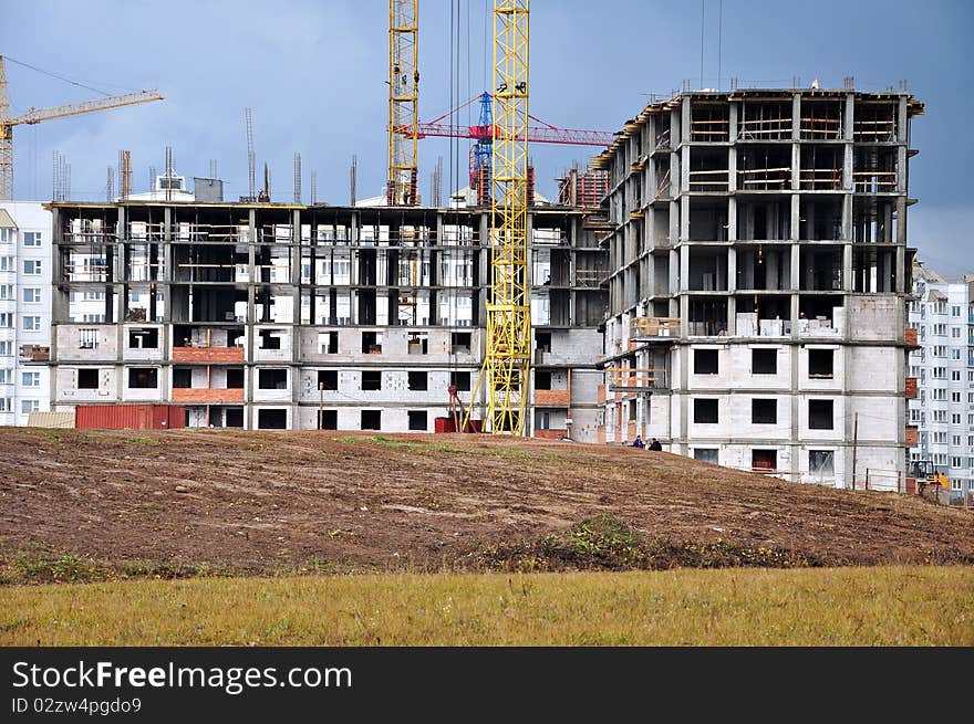 Construction of a skyscraper on the outskirts of the Minsk. Construction of a skyscraper on the outskirts of the Minsk