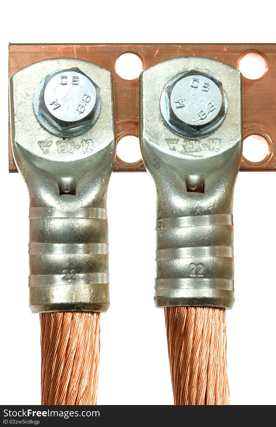 The cleared copper electric power cables with connectors