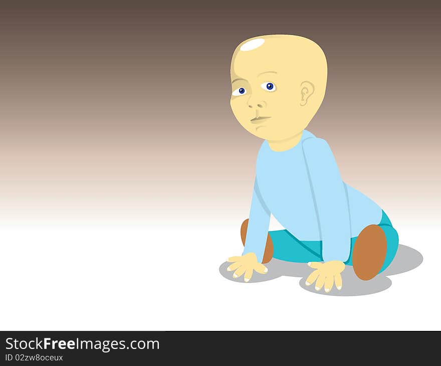 Sitting child on floor - illustration