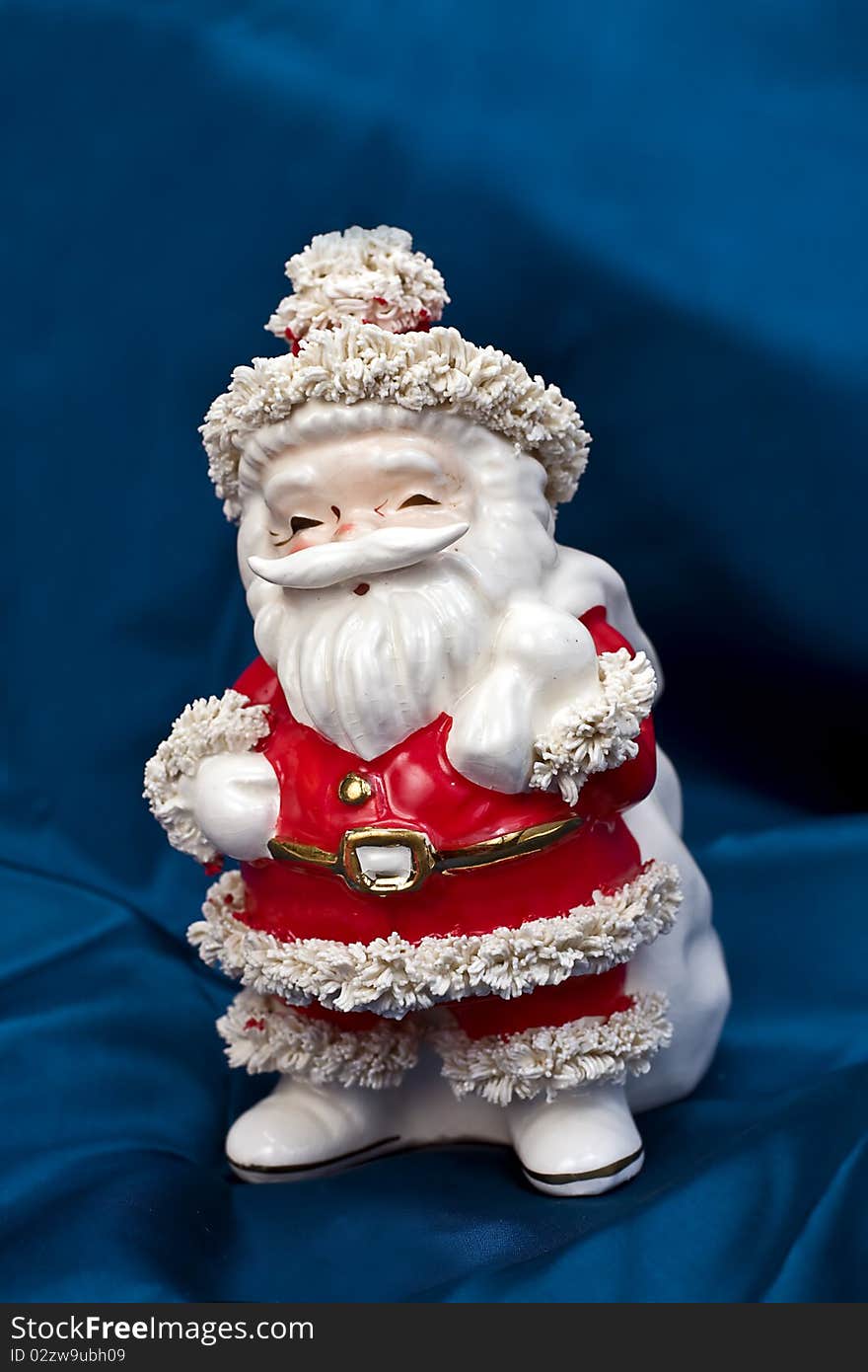 Santa On Blue Silk