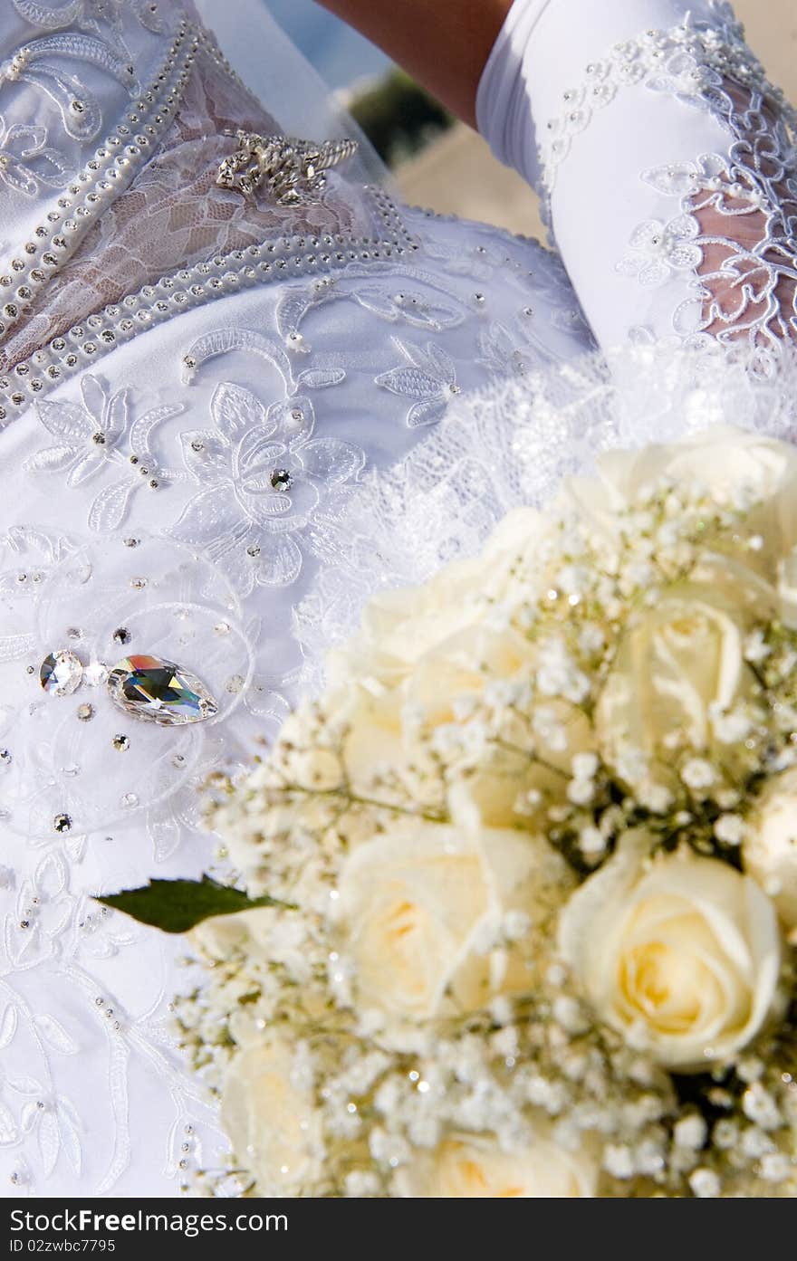 Bride's wedding bouquet made from roses