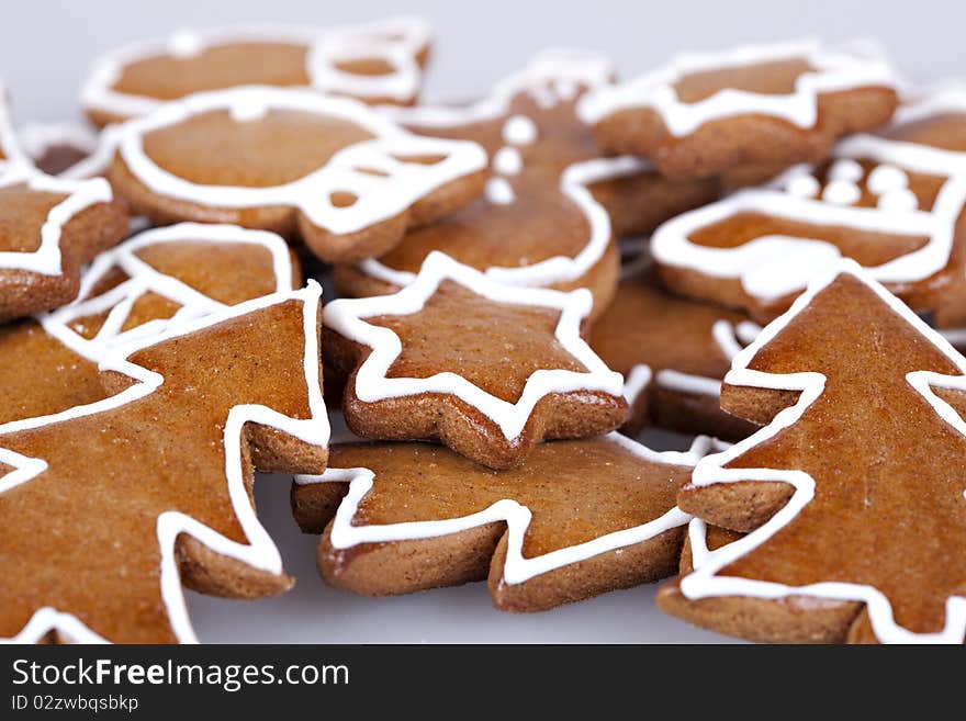 Handmade gingerbread cookies, diferent pieces