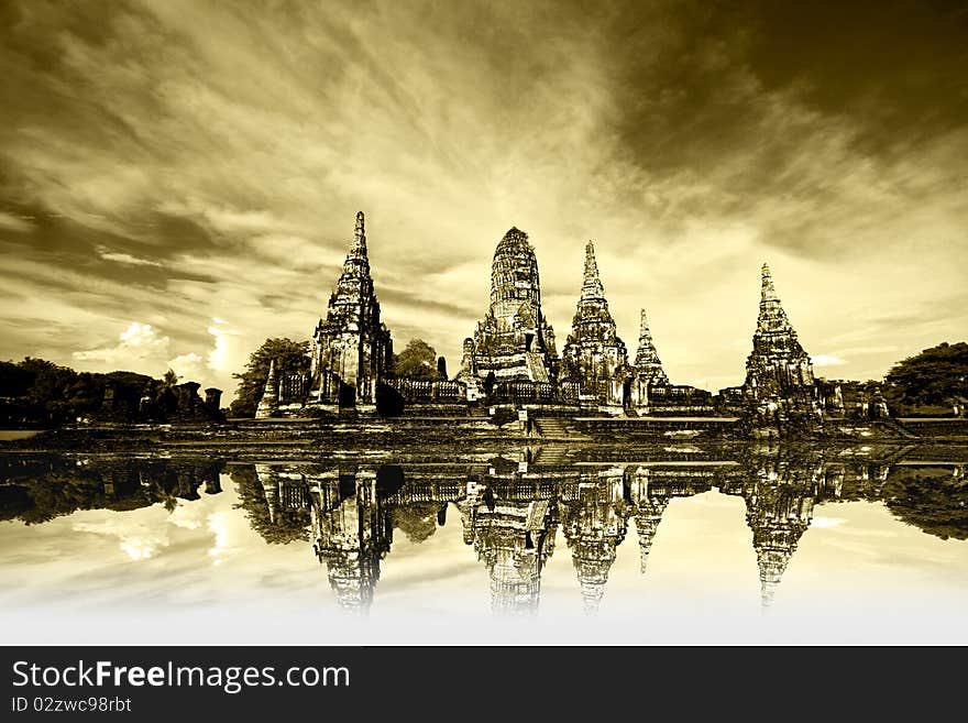 Infrared photo style of ancient temple