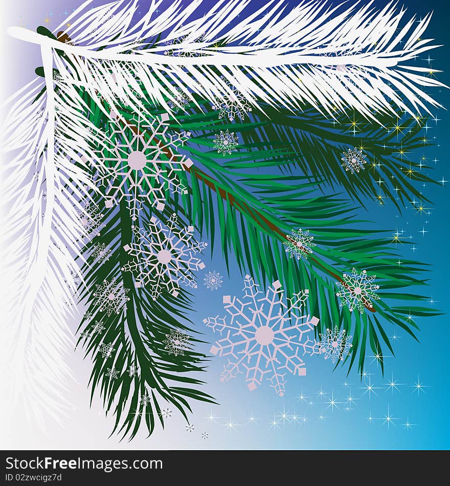 Abstract background christmas tree with snowflakes