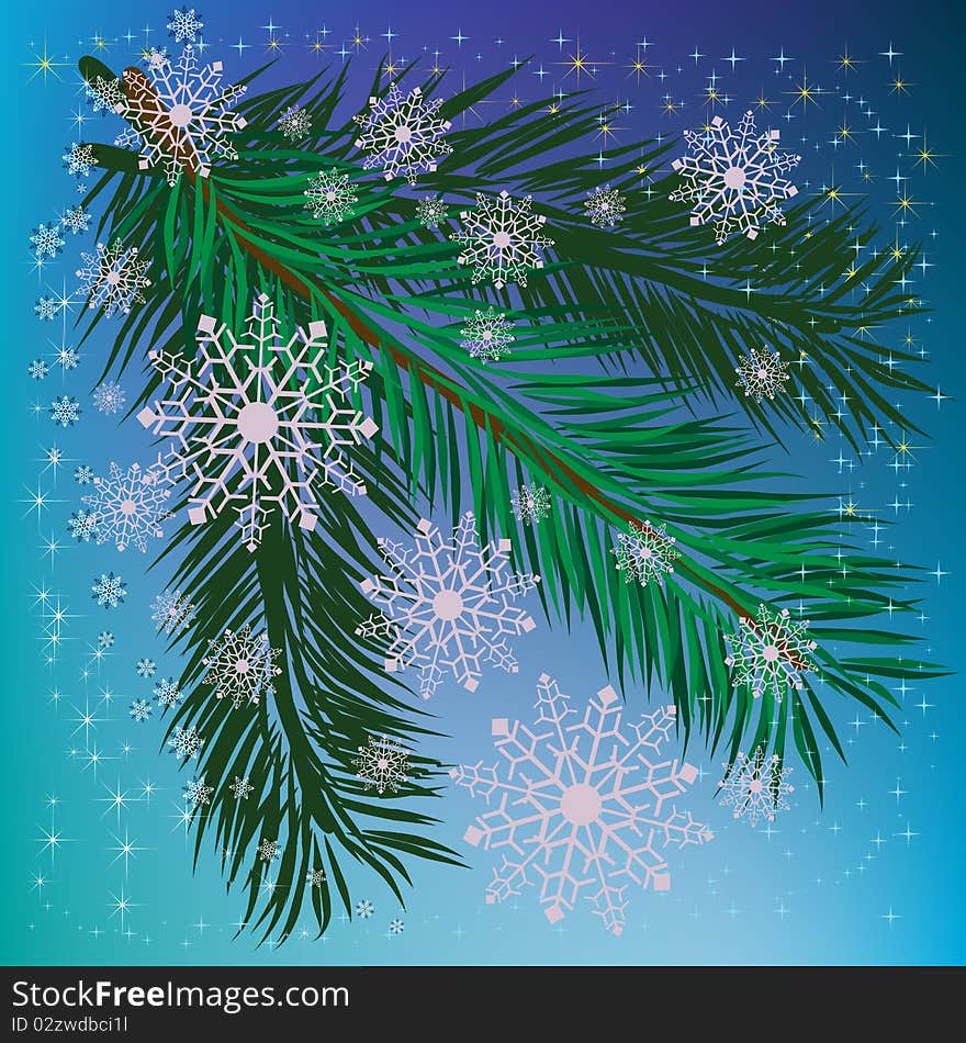 Abstract background christmas tree with snowflakes