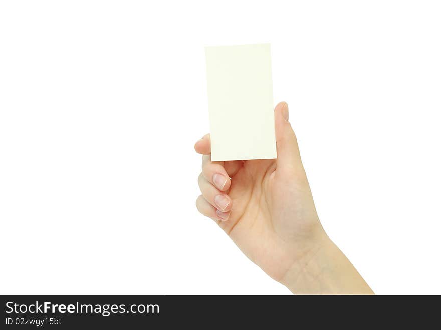 Card blanks in a hand on white background. Card blanks in a hand on white background