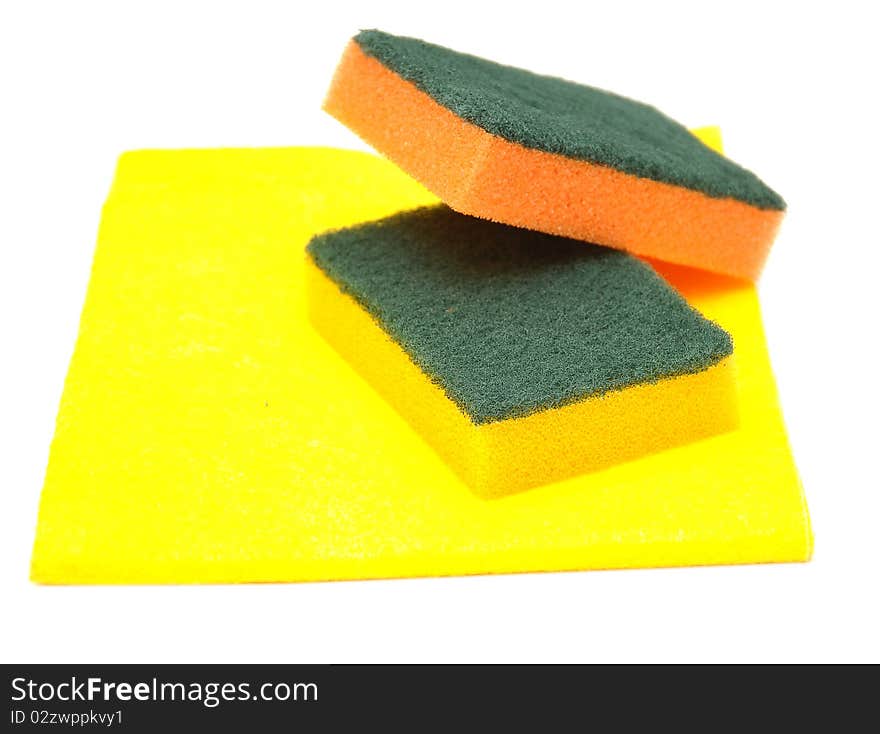 Yellow rag and kitchen sponge