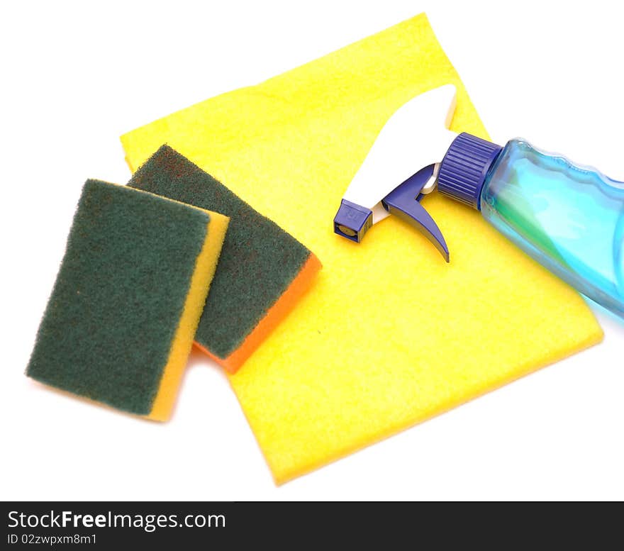 Yellow rag and kitchen sponge