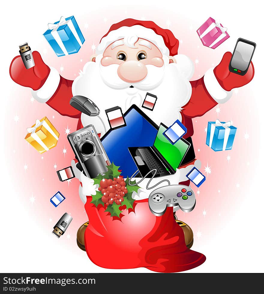 A Funny and Happy Technological Santa Claus.