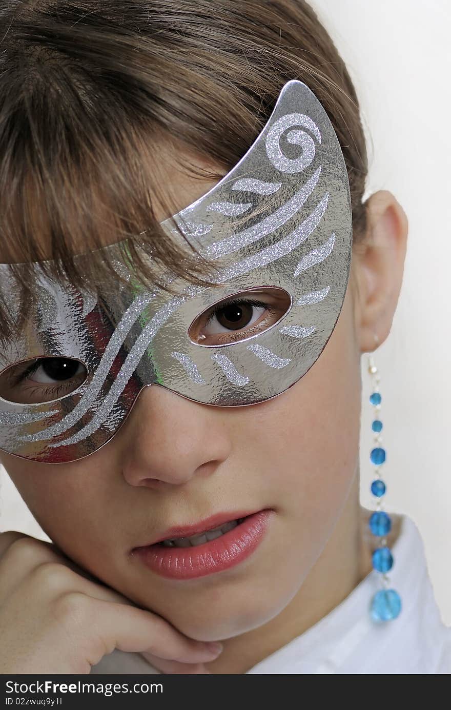 Teenager portrait in carnival mask. Teenager portrait in carnival mask