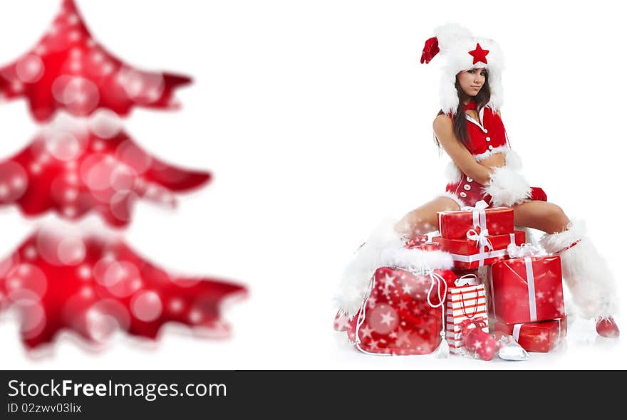 Sexy Girl Wearing Santa Claus Clothes