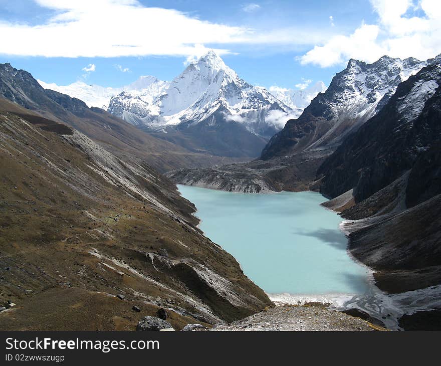 View from the Everest BC trek in the nepal himalaya. View from the Everest BC trek in the nepal himalaya