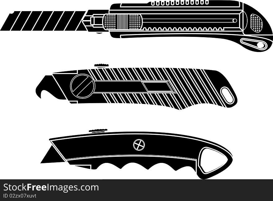 Cutter knives. stencil. vector illustration