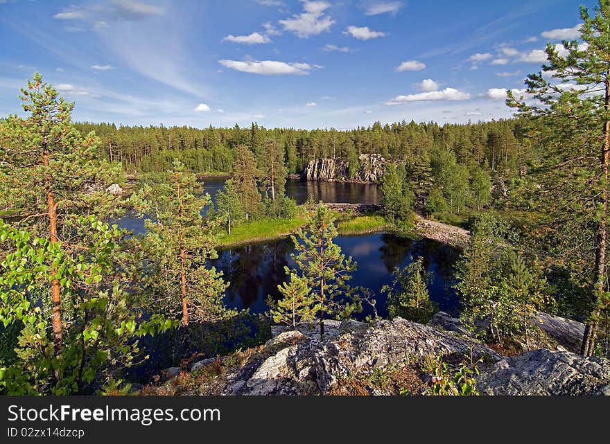 Russia, Karelia, the river Chirka-Kem. View from the cliff.