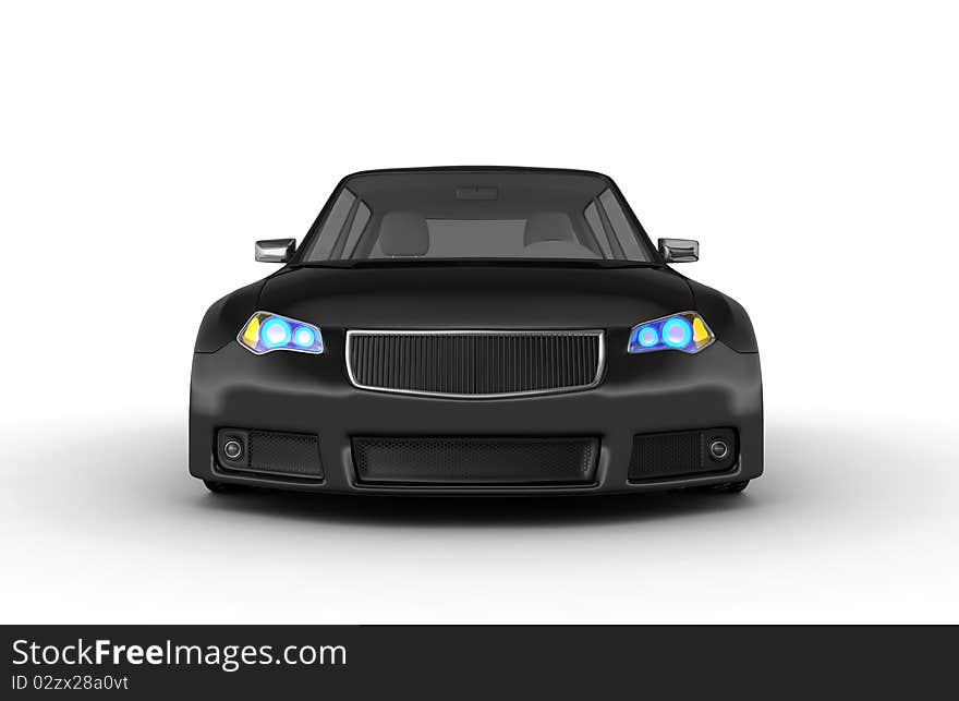 Black sports car 3d render