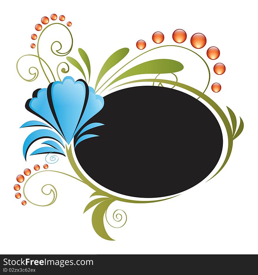 Banner or frame with dots and flowers. Banner or frame with dots and flowers