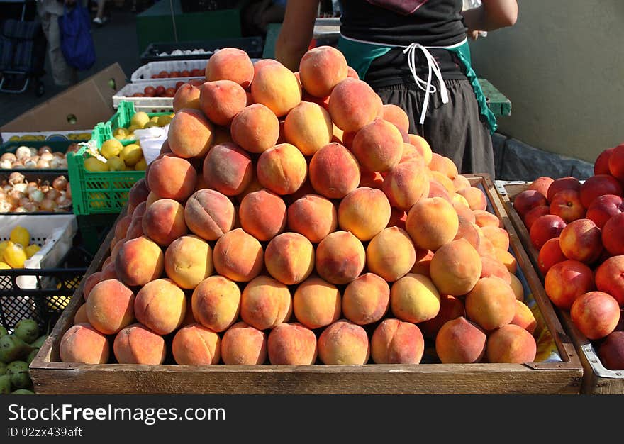 Juicy, fresh peaches are on the table