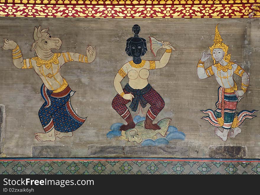 Thai mural at Wat Pho Temple ,Thailand