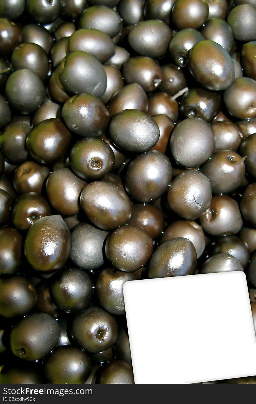 A tray  black-green olives