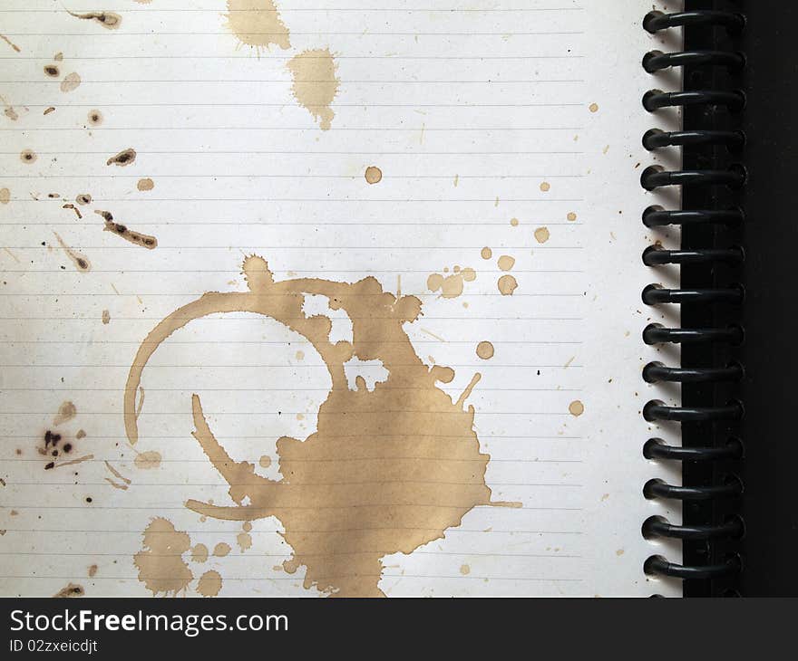 Coffee stains on note book