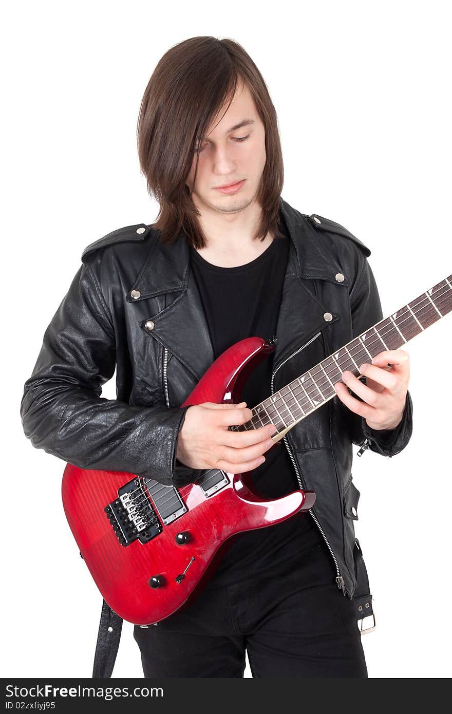 GUITARIST isolated on white background