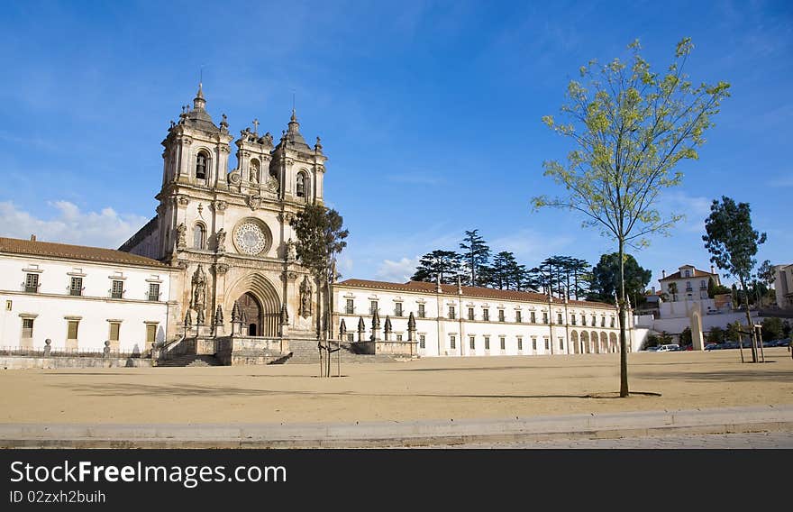 The medieval Gothic monastery of Real Abadia de Santa Maria de Alcobaca, home of the ancient order of Cister, Alcobaca, Silver Coast, Portugal. The medieval Gothic monastery of Real Abadia de Santa Maria de Alcobaca, home of the ancient order of Cister, Alcobaca, Silver Coast, Portugal