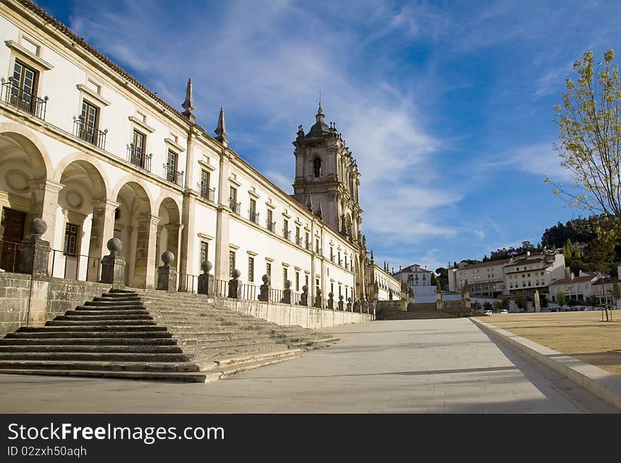 The medieval Gothic monastery of Real Abadia de Santa Maria de Alcobaca, home of the ancient order of Cister, Alcobaca, Silver Coast, Portugal. The medieval Gothic monastery of Real Abadia de Santa Maria de Alcobaca, home of the ancient order of Cister, Alcobaca, Silver Coast, Portugal