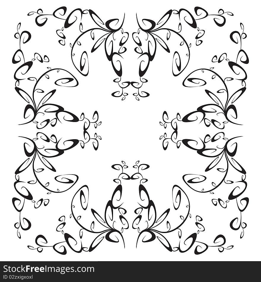 Seamless pattern black color floral shape