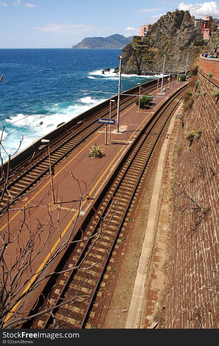 Manarola train station, one of Cinque Terre's villages stuck between the sea and the cliffs. Manarola train station, one of Cinque Terre's villages stuck between the sea and the cliffs