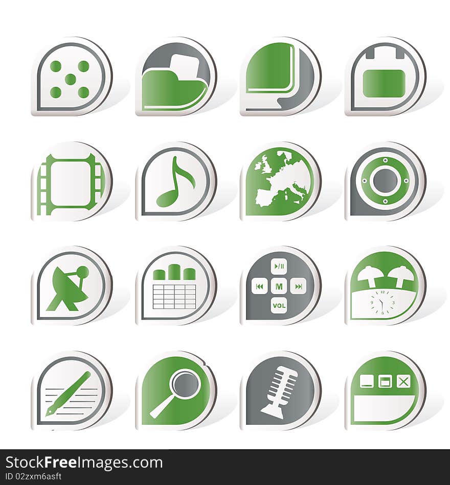 Simple Phone Performance, Internet and Office Icons - Vector Icon Set