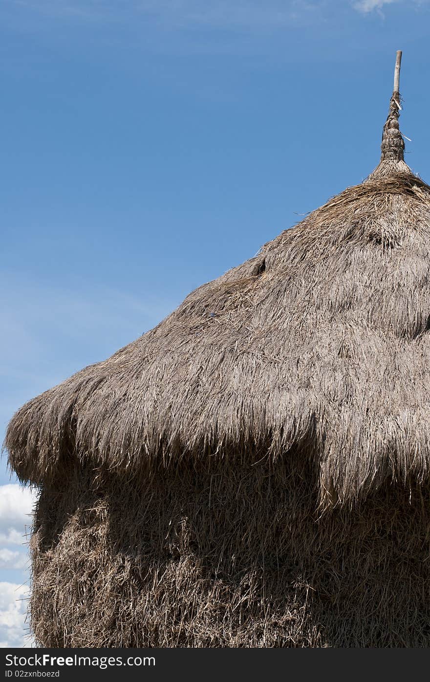 The top of the stack of rice straw