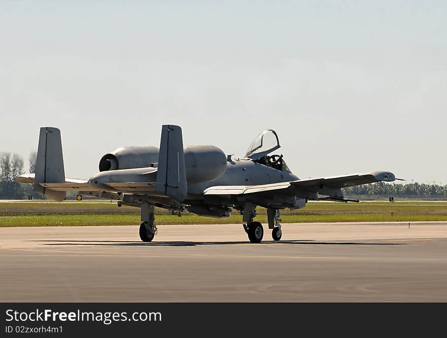 Heavily armored air force jet fighter rear view. Heavily armored air force jet fighter rear view