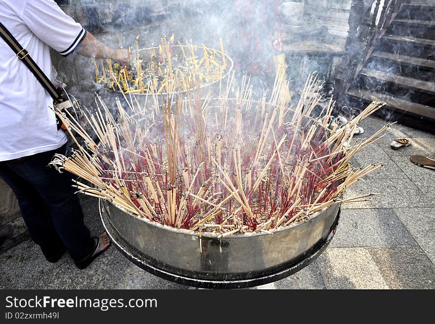 Pot incense at a temple A belief in Buddhism. Pot incense at a temple A belief in Buddhism.