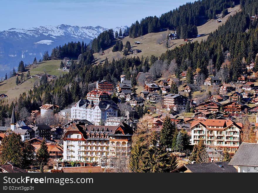 Swiss village in the Alps,Switzerland. Swiss village in the Alps,Switzerland.