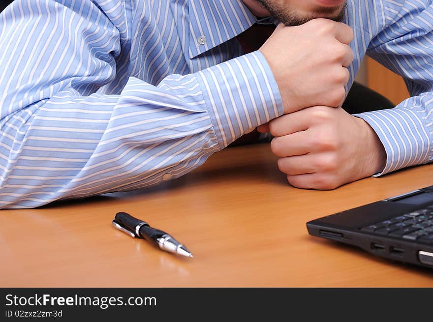 Young business man working in an office