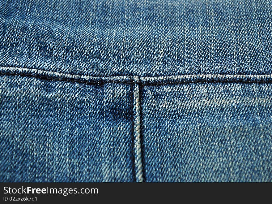 Closeup detail of a blue jeans