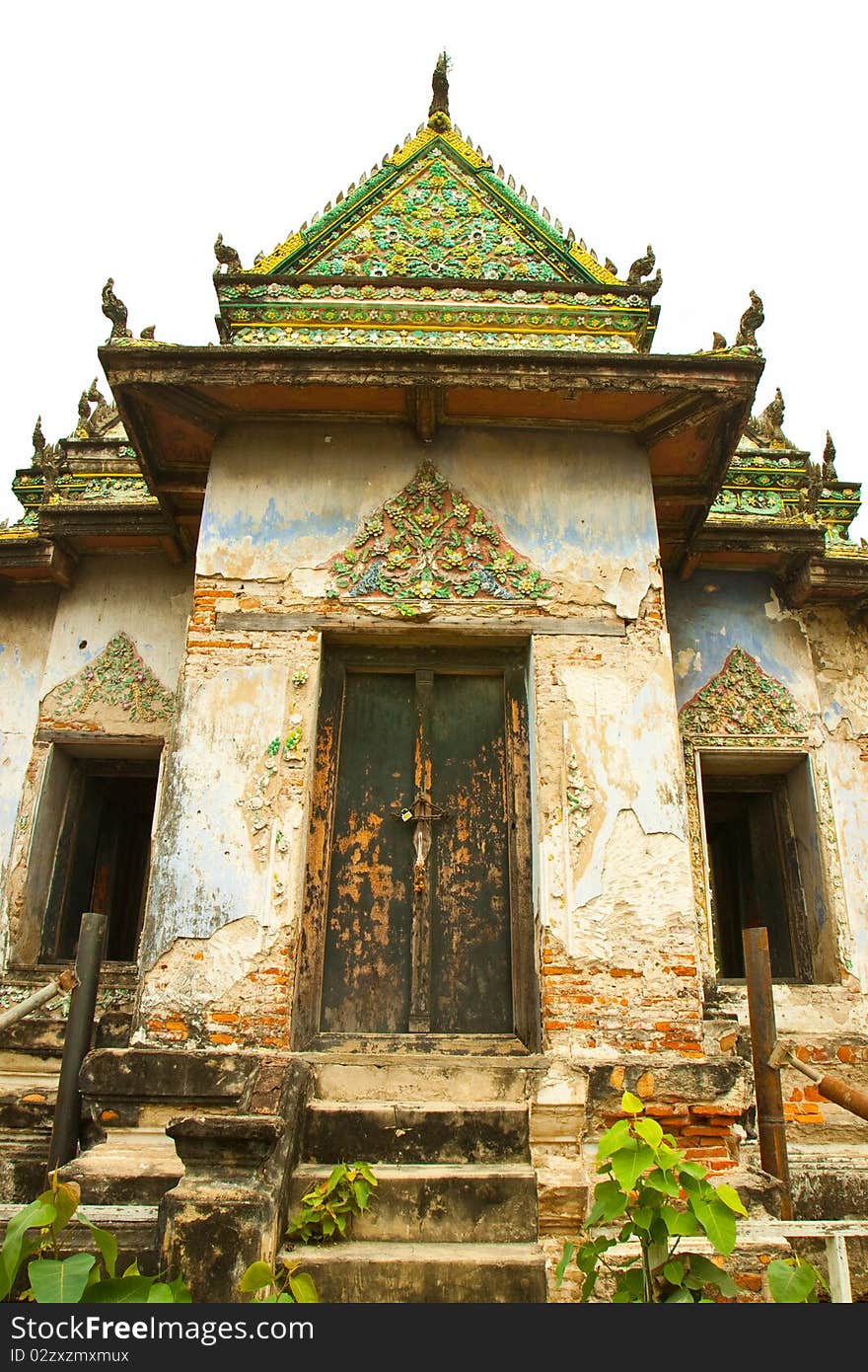 Green old temple in thailand. Green old temple in thailand