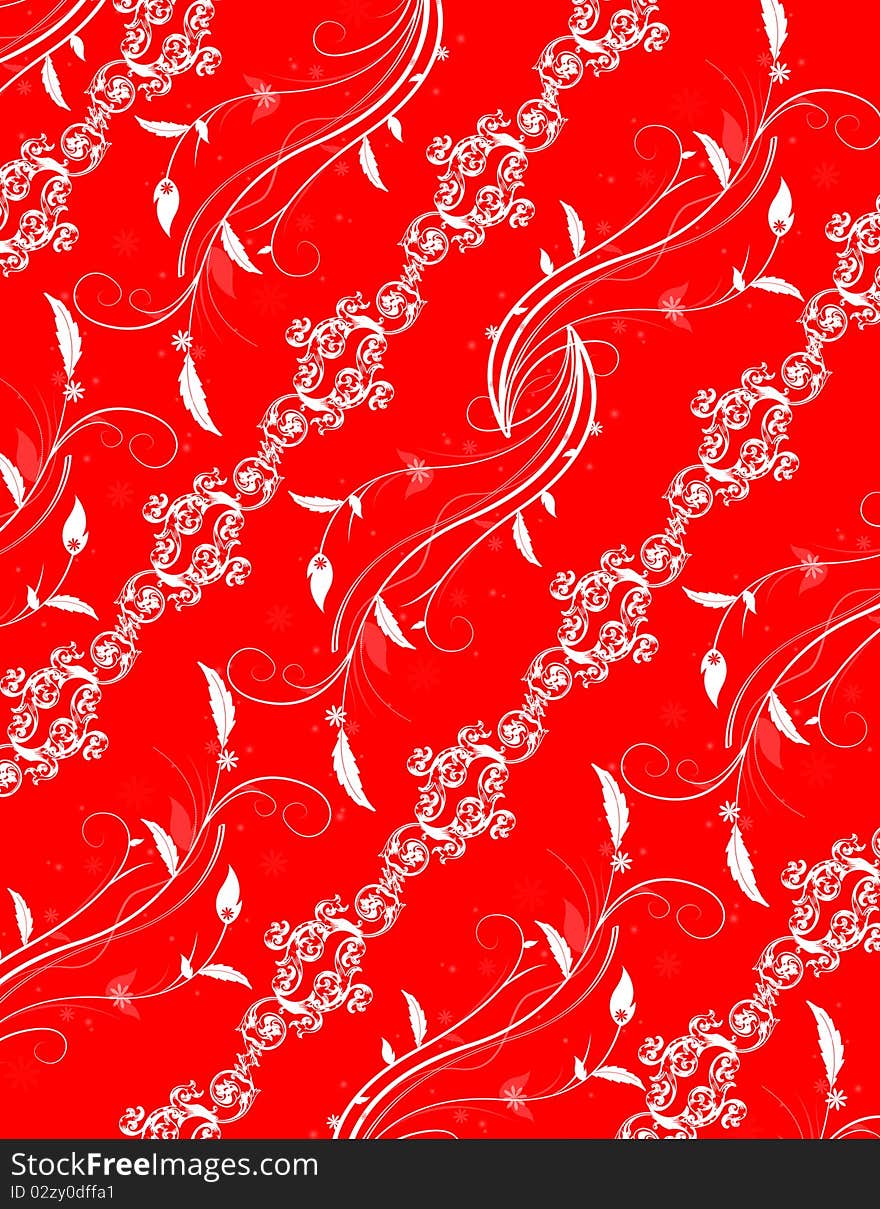 Leaf pattern with red background